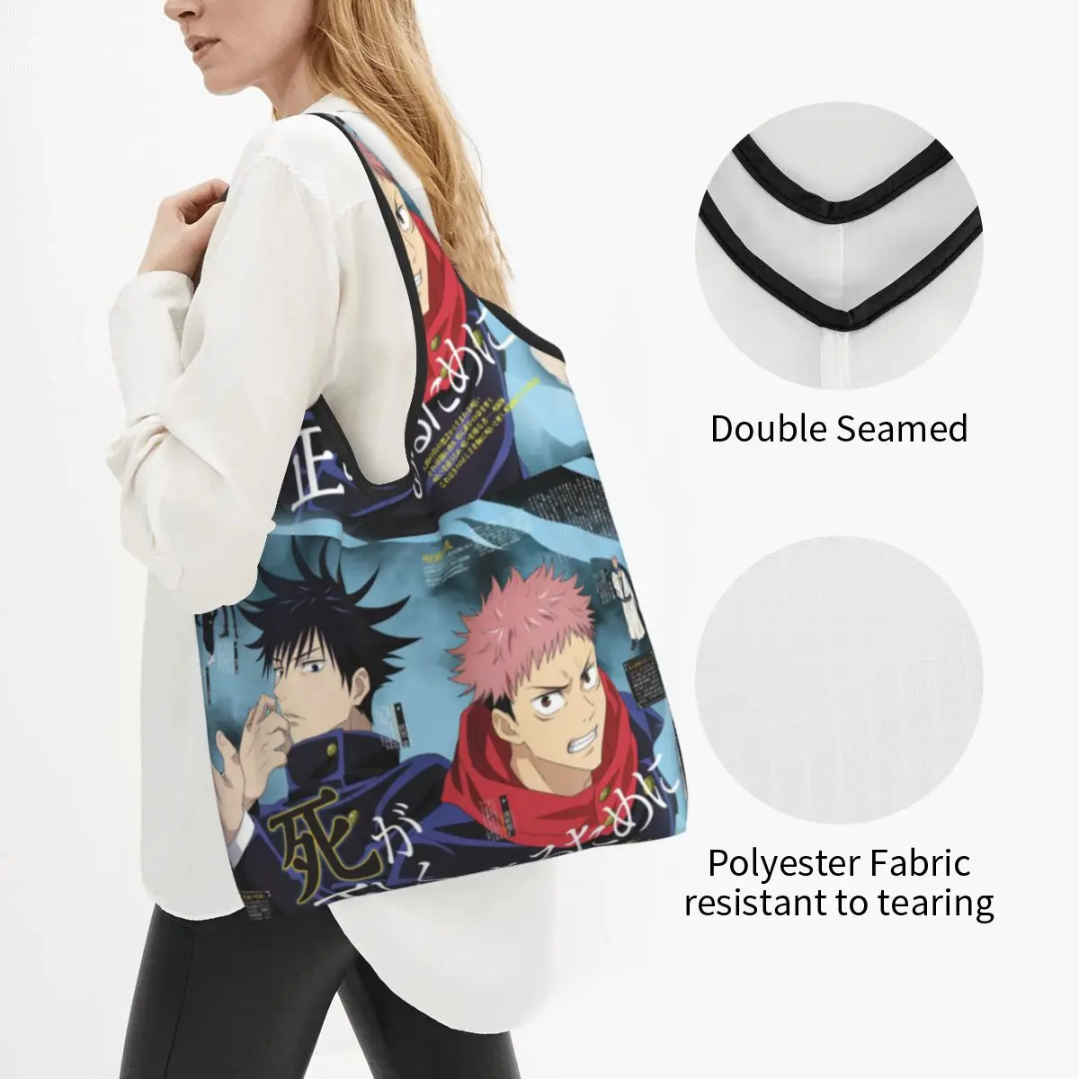 Megumi Besto Friendo Jujutsu Kaisen Sukuna Anime Portable Tote Shopping Bags  Capacity Shopper Bag Grocery Handbag Shoulder Bag