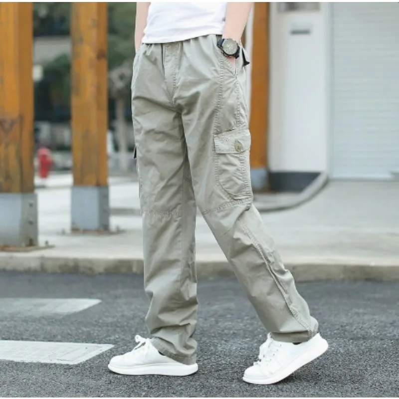 Pantalon cargo pour homme, coupe droite ample, grande taille, vêtements de travail, style coréen et japonais, joggers homme, pantalon décontracté en coton pour le sport