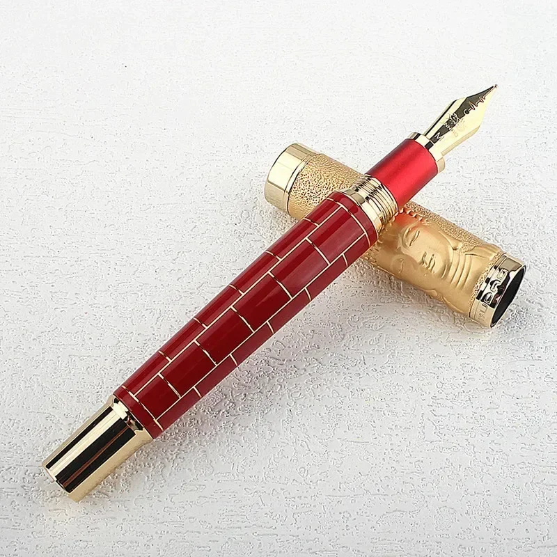 JINHAO نبضات القلب رقم 6 المعادن WUDAO قلم حبر بوذا Tathagata نمط Cassock غطاء القلم طالب الكتابة هدية الأعمال