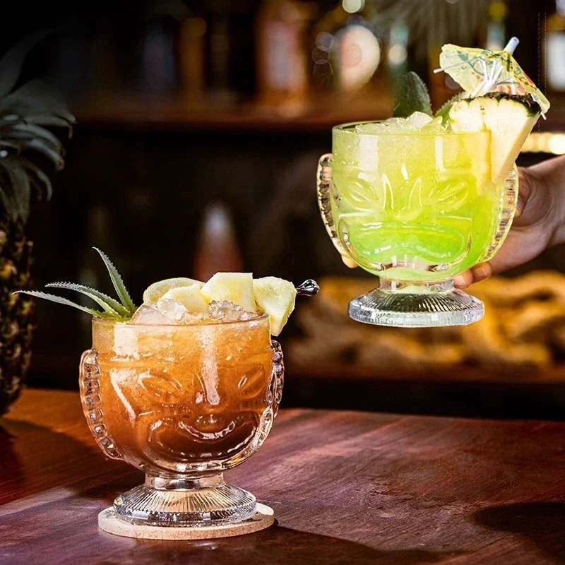 Lead-free Glass Cup Hawaii Tiki Mugs Creative Cocktail Glasses Beer Glass Martini Glasses Beverage Mugs Funny Cup Coffee Cup