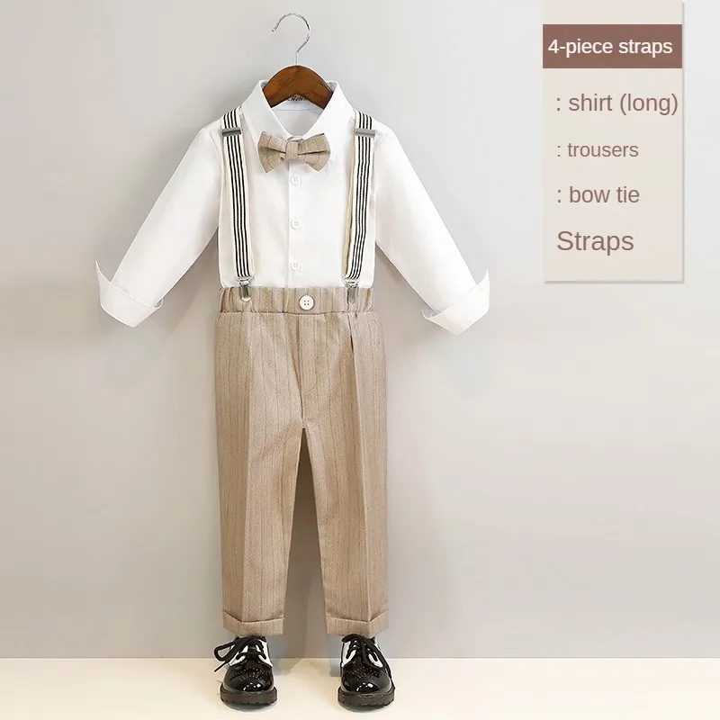 Ragazzi abito formale kaki elegante Blazer da gentiluomo Set da 2 a 12 anni bambini Host Costume da spettacolo per pianoforte abiti da sposa per bambini