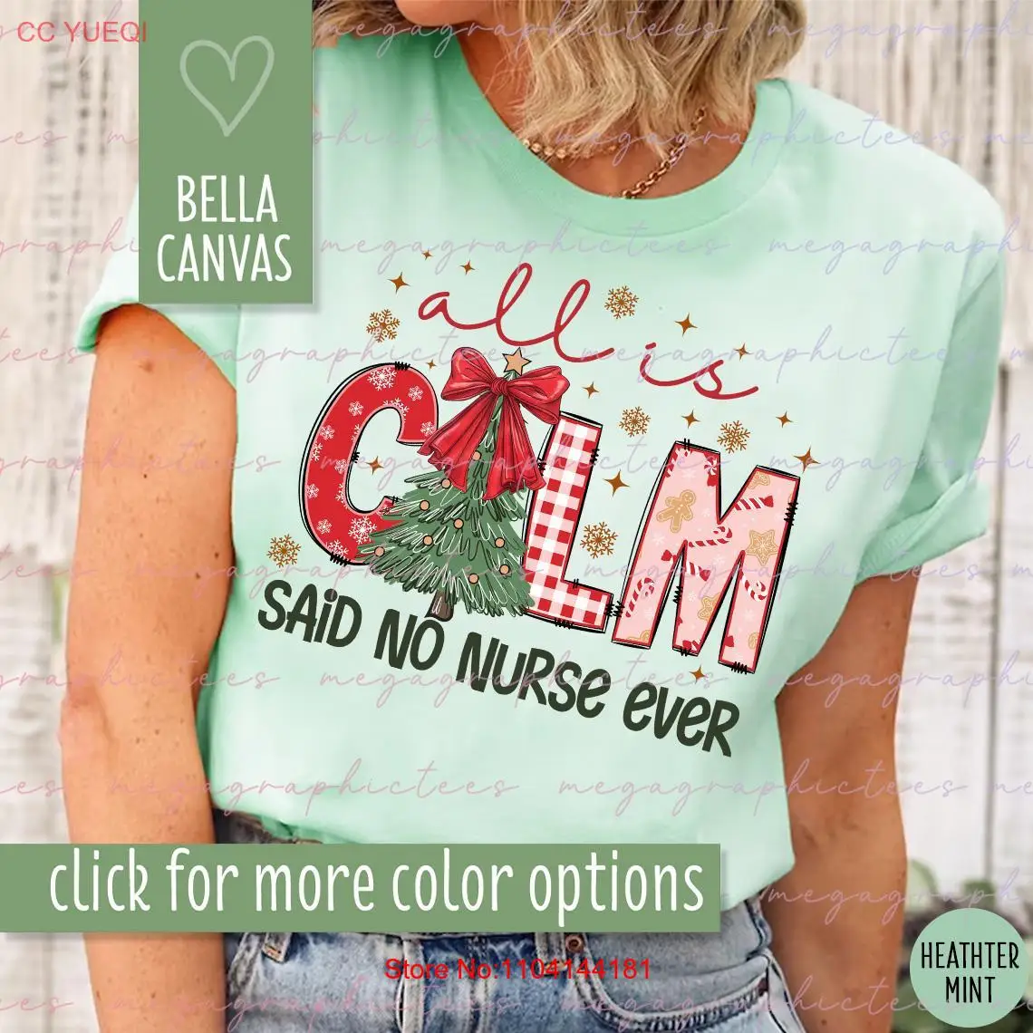 

Christmas Nurse T Shirt for 002358 long or short sleeves