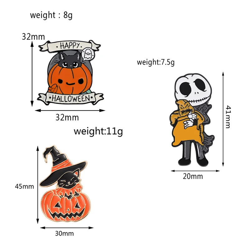 Disney The Nightmare Before Christmas Pin, Pumpkin Badge, Broche Jeans Broches, Esmalte Roupas, Acessórios Jóias, Presente, 3Pcs