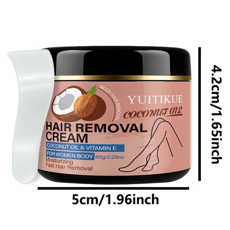 YUITIKUE 65g Kokosnussöl Haarentfernungscreme - Mit Vitamin E Angereichert, Sanft & Feuchtigkeitsspendend für Frauen – Detail 8