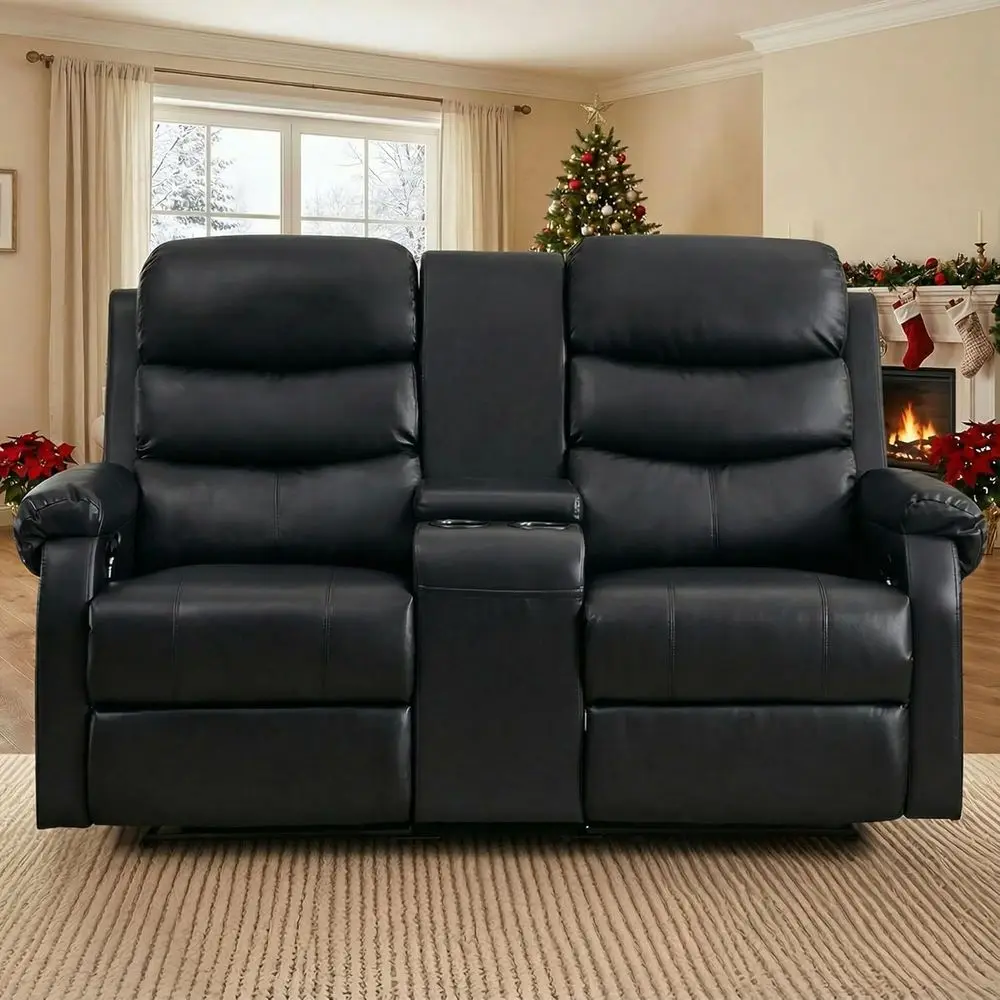 

Loveseat Reclining Soa with ole, RV Recliner Soa with Cup Holders, Large kets, Manual RV Loveseat Recliner or Living Room, Home