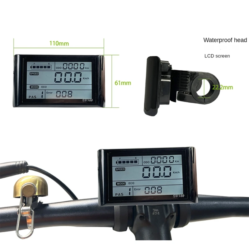 30A Waterproof Head Controller Kit Electric Scooter Ebike Controller Kit SW900 Display Sine Wave Controller 36/48V1000W