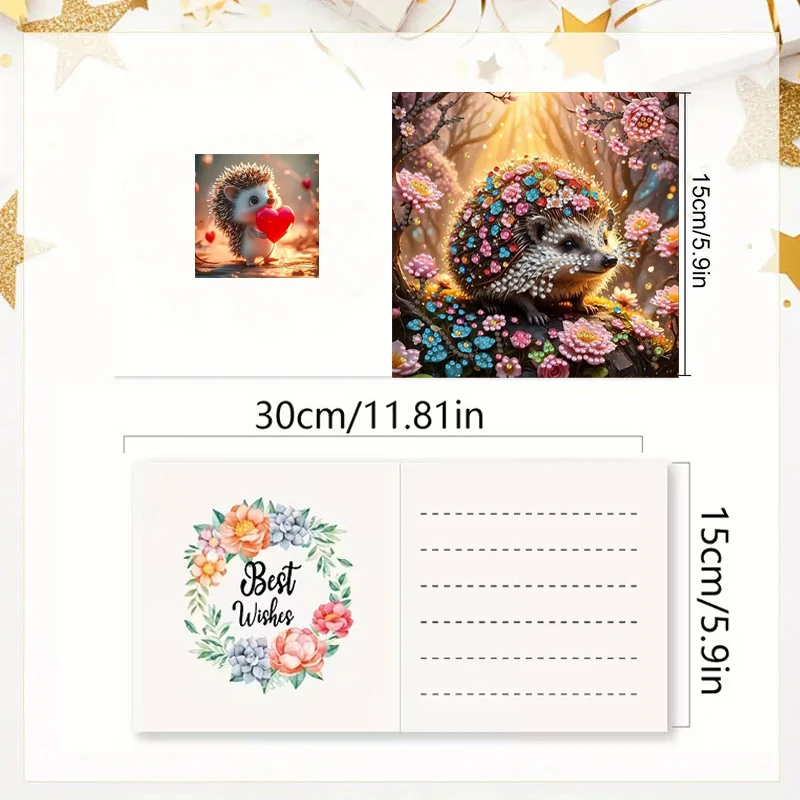 6-Piece/Set DIY Diamond Painting Birthday Card Set, Featuring Unique Flower, Bird, and Pattern Designs, Rhinestone Diamond Paint