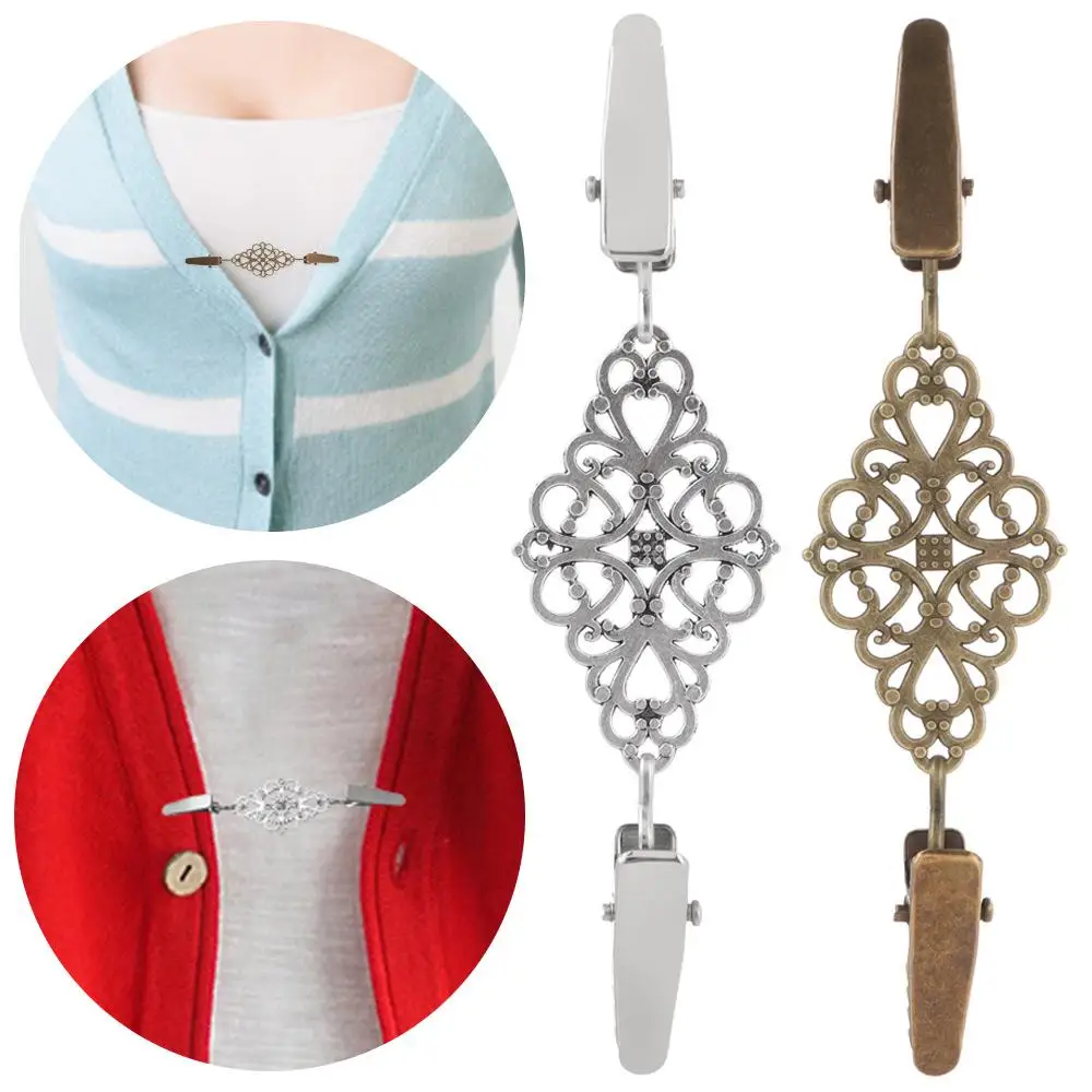 Women Cardigan Sweater Blouse Shawl Clips Shirt Collar Retro Duck Clip Clasps Charm Accessories