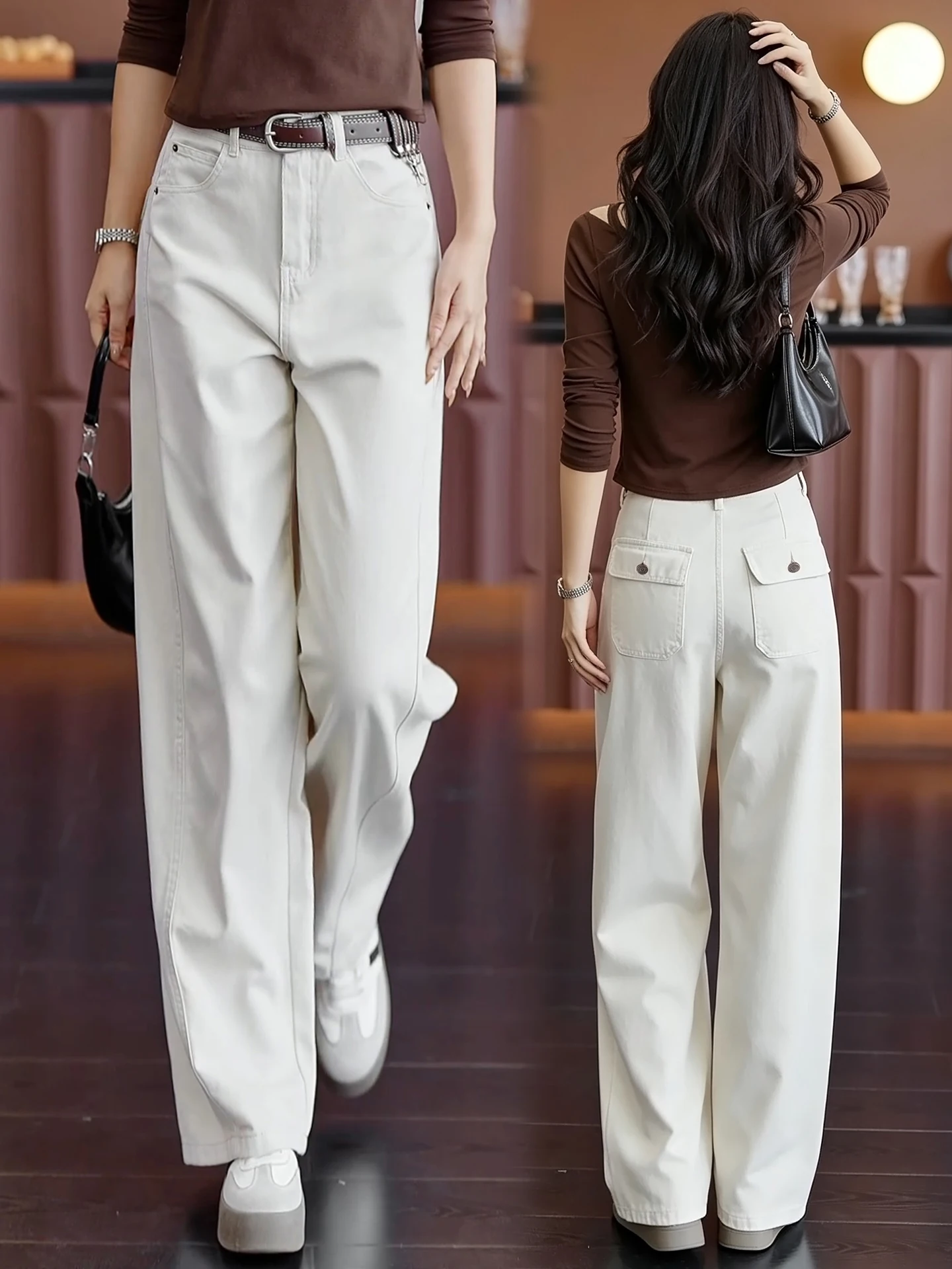 High Waist Wide Leg Jeans Women's Casual Slim Fit Spring Autumn New Style Dreamy Elegant Cotton Denim Pants Straight Cut