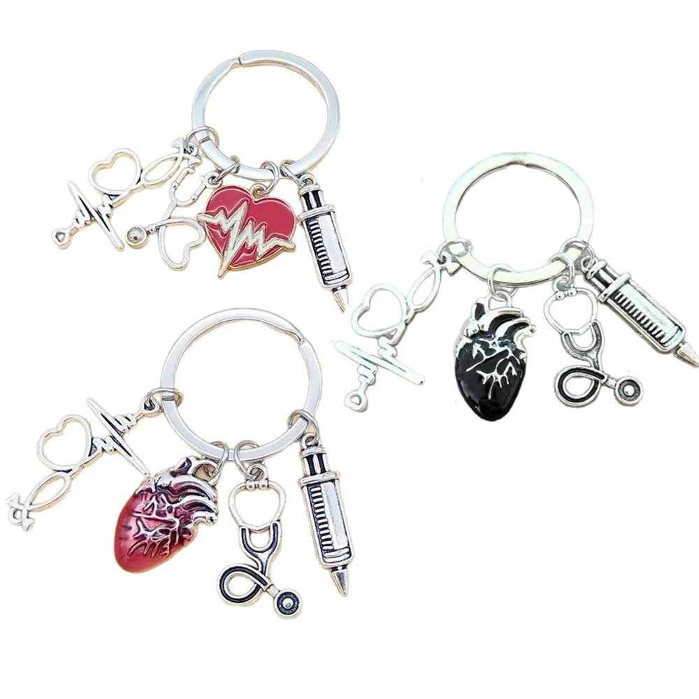 keychain brain Psychology Stainless Steel Key Chain For Women Men Geometric Keyring Jewelry Neurology Brain Pendant Key Chain