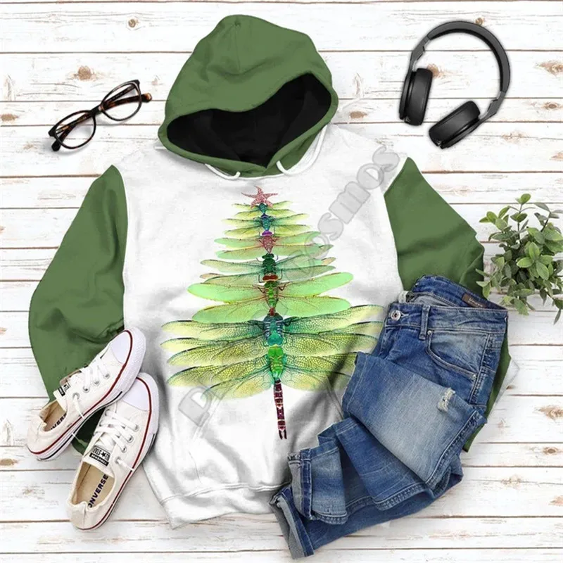 Dragonfly Christmas Tree 3D All Over Printed Hoodies Streetwear Women For Men Sweater/Sweatshirt/Zipper Hoodies