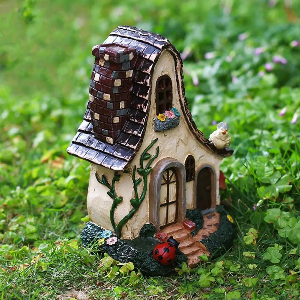 Resin Garden Fairy Tale Cottage Decoration Handicraft Creative House Statue Waterproof Simulated Miniatures Figurine Sculpture