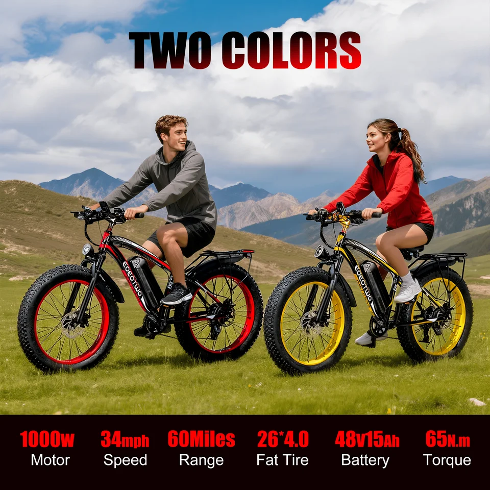 EOEOTWO peak 1500W motor 48V15ah battery Electric Bike Adults 26 inch tire All Terrain E bike 55km/h off road Mountain E-Bike image 4