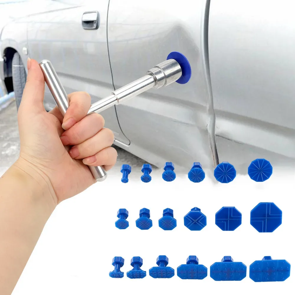 Car Dent Repair Puller, Car Repair Tools Kit With 18pcs Plastic Glue Tabs Metal T-Handle Dent Remover Universal For Car Accessor