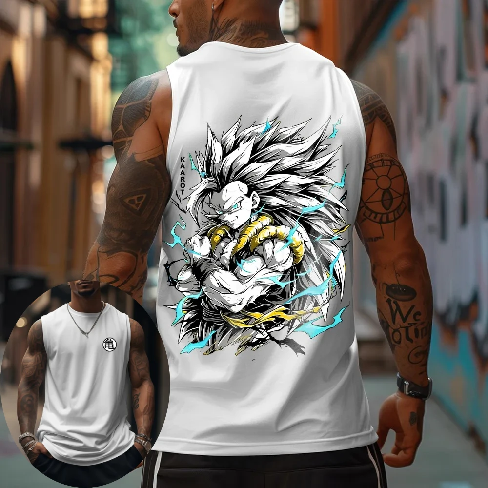 

Dragon Ball Men Vest Tank Top Son Goku Summer Japanese Anime Spring and Autumn Sports Fitness Running Basic Sleeveless Top