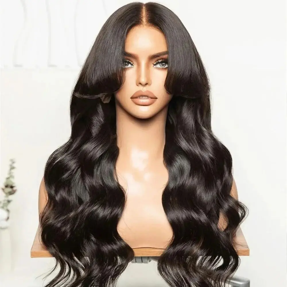 

Natural Black Preplucked Body Wave 26Inch 5x5 Silk Base Glueless Jewish Human Hair Wig Baby Hair HD Lace European Hair