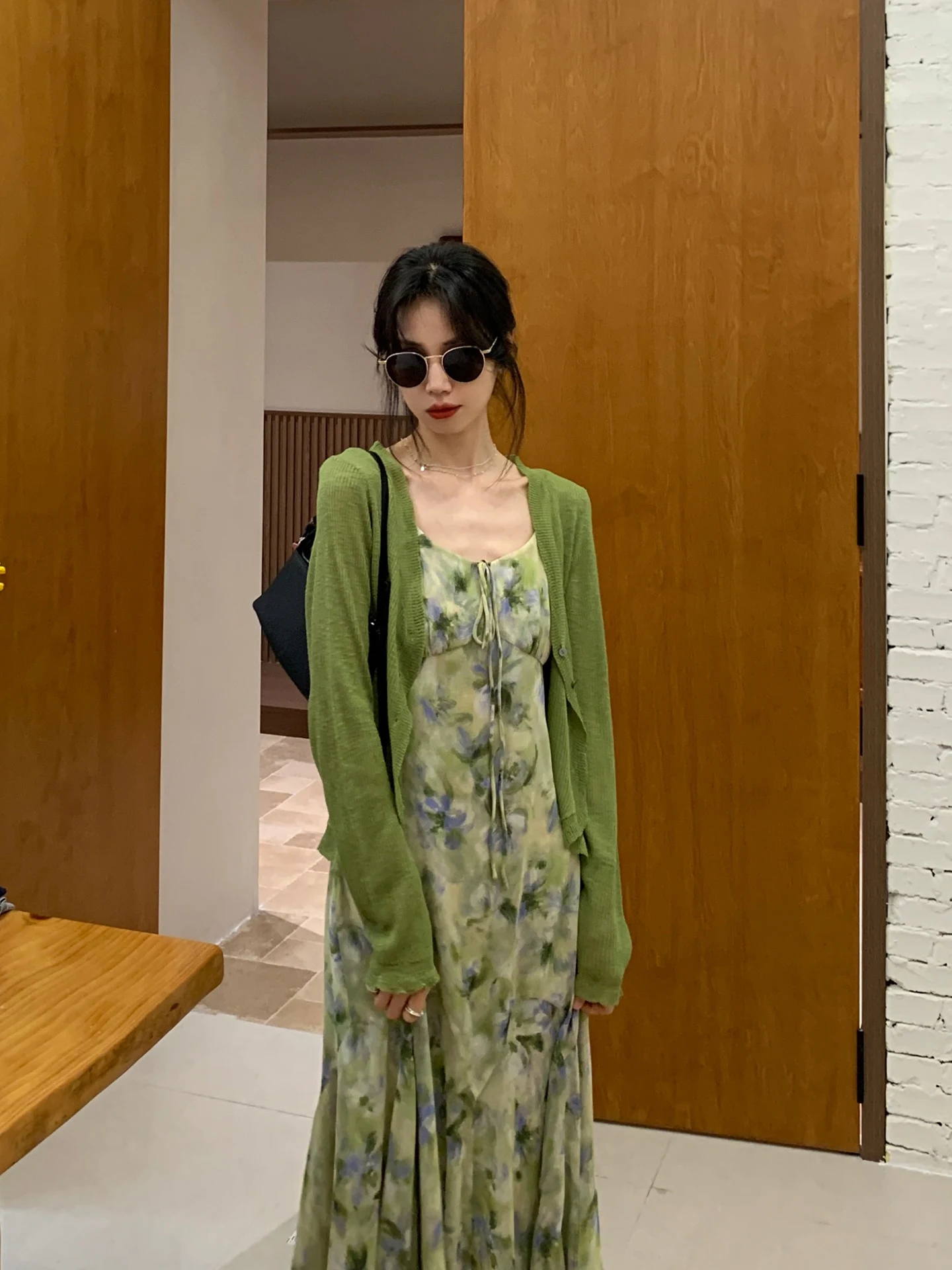 

BRIVIN, зеленый вязаный открытый кардиган в корейском стиле, женская новая верхняя одежда на весну и лето, модный топ с защитой от ультрафиолета, утягивающий фигуру