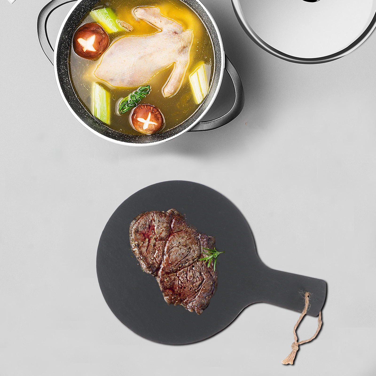 

Natural Stone Plates Steak Plate For Home Restaurant Use Kitchen Tableware Serving Food Dish Western Style
