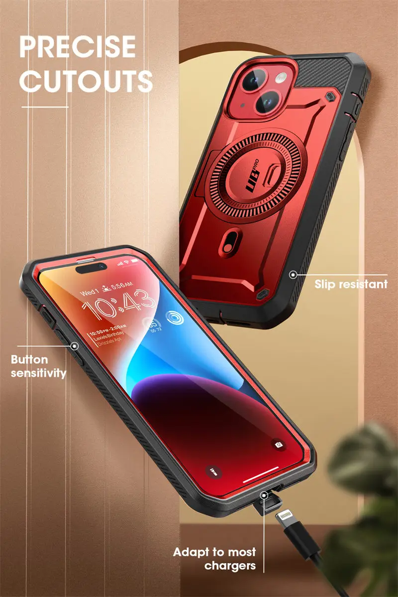 SUPCASE for iPhone 15/14/13 Case 6.1 inch 2023 UB Pro Mag Full Body Rugged Case Cover with Built-in Screen Protector
