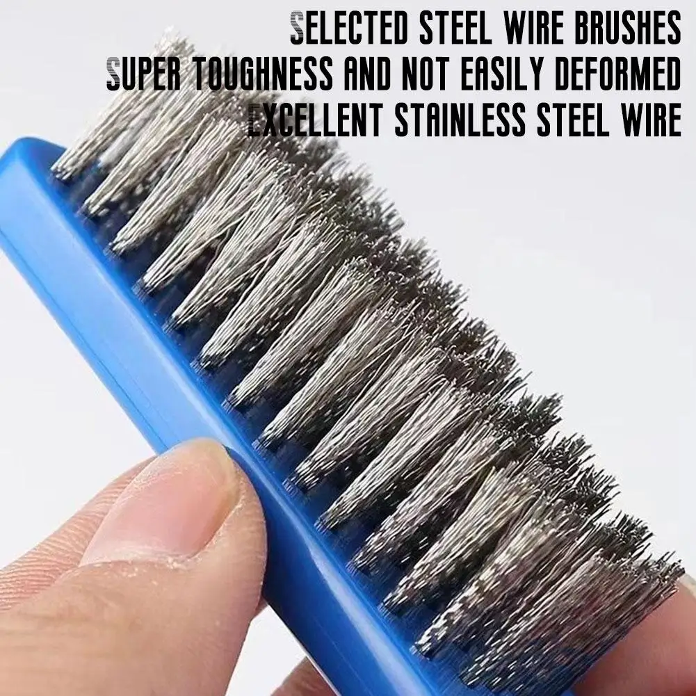 Heavy Duty Stainless Steel Wire Brush Plastic Handle Rust Slag Paint Remover Metal Cleaning Scrubbing Tool