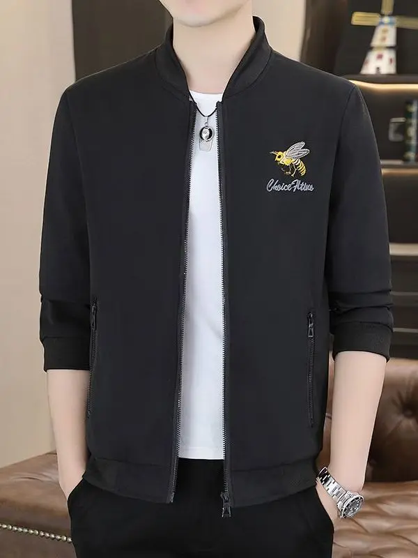 

Bla Embroidered Casual Baseball Jaet for Men Spring Autumn New Sle High End Streetwear Windproof Long Sve Zipper Clo...