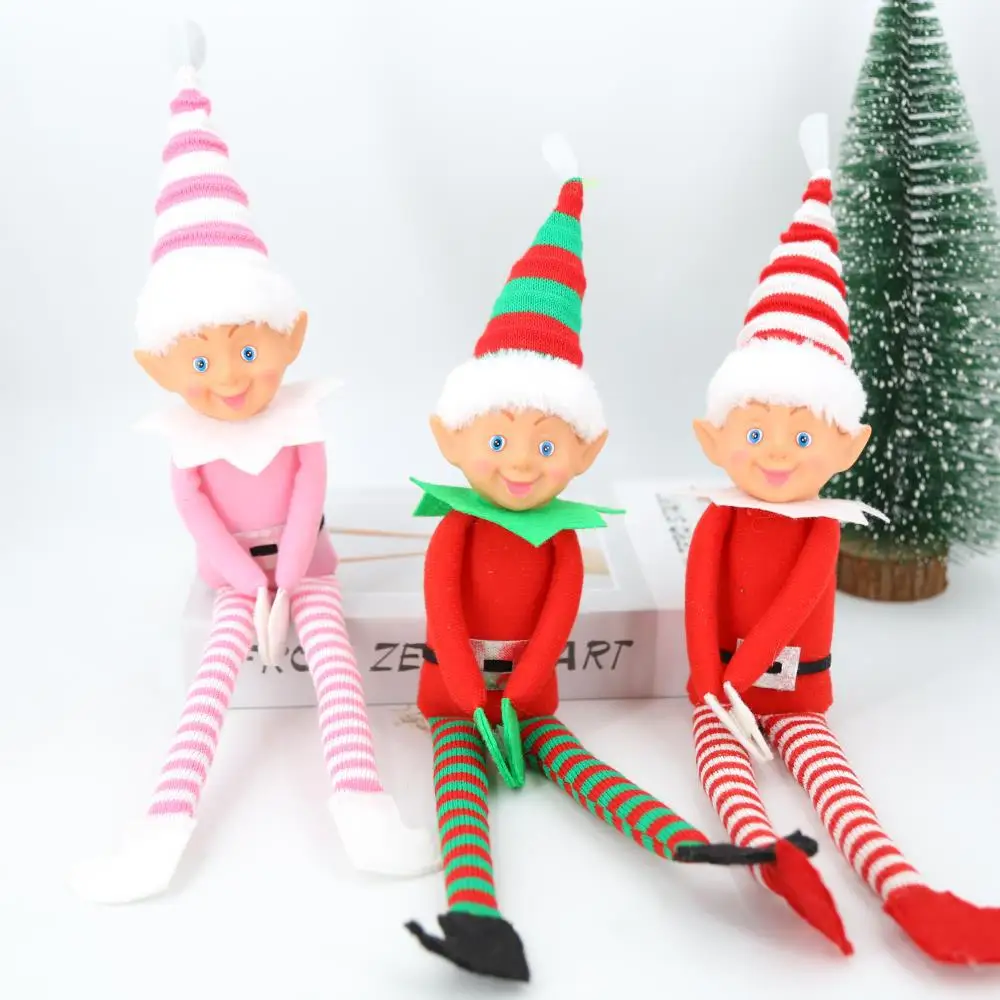 

2025 New 30CM Striped Christmas Elf Doll Plush Toy Christmas Table Decoration Christmas Tree Decoration Christmas Gift