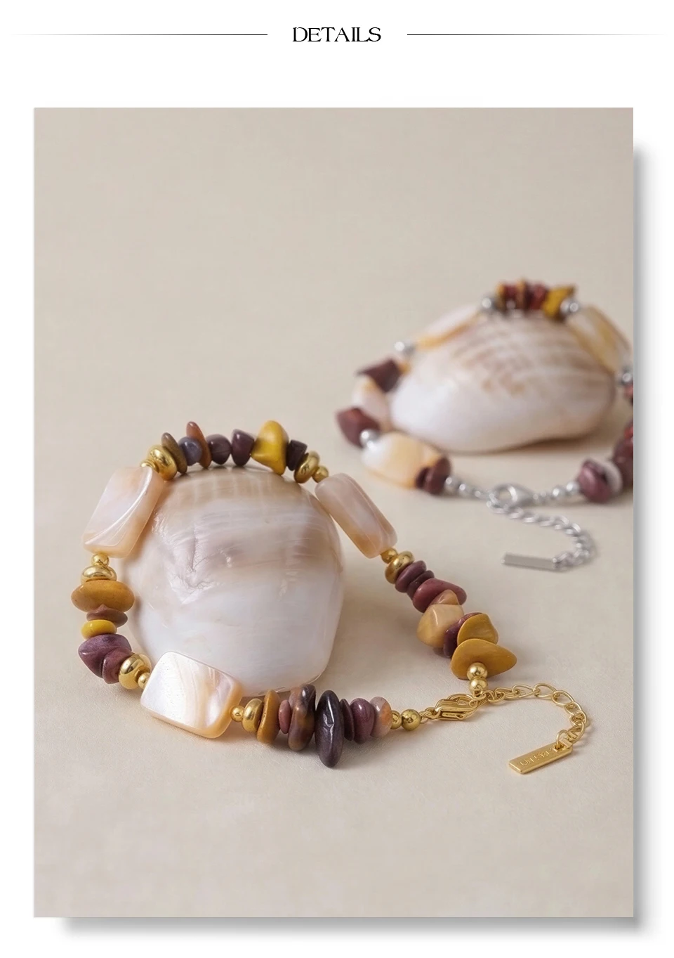 Yhpup Edelstahl Naturstein Muschelketten-Armband 2026 Sommer Mode Perlen Handgefertigter Handgelenkschmuck Geschenk Wasserdicht – Detail 5