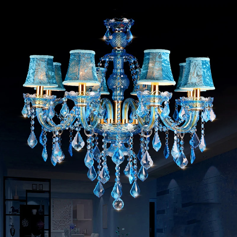 Modern Blue Wedding Hall Branch Chandelier 6 Head Cold Color Bedroom Droplight Home Stay Mediterranean Theme Room Pendent Lamp