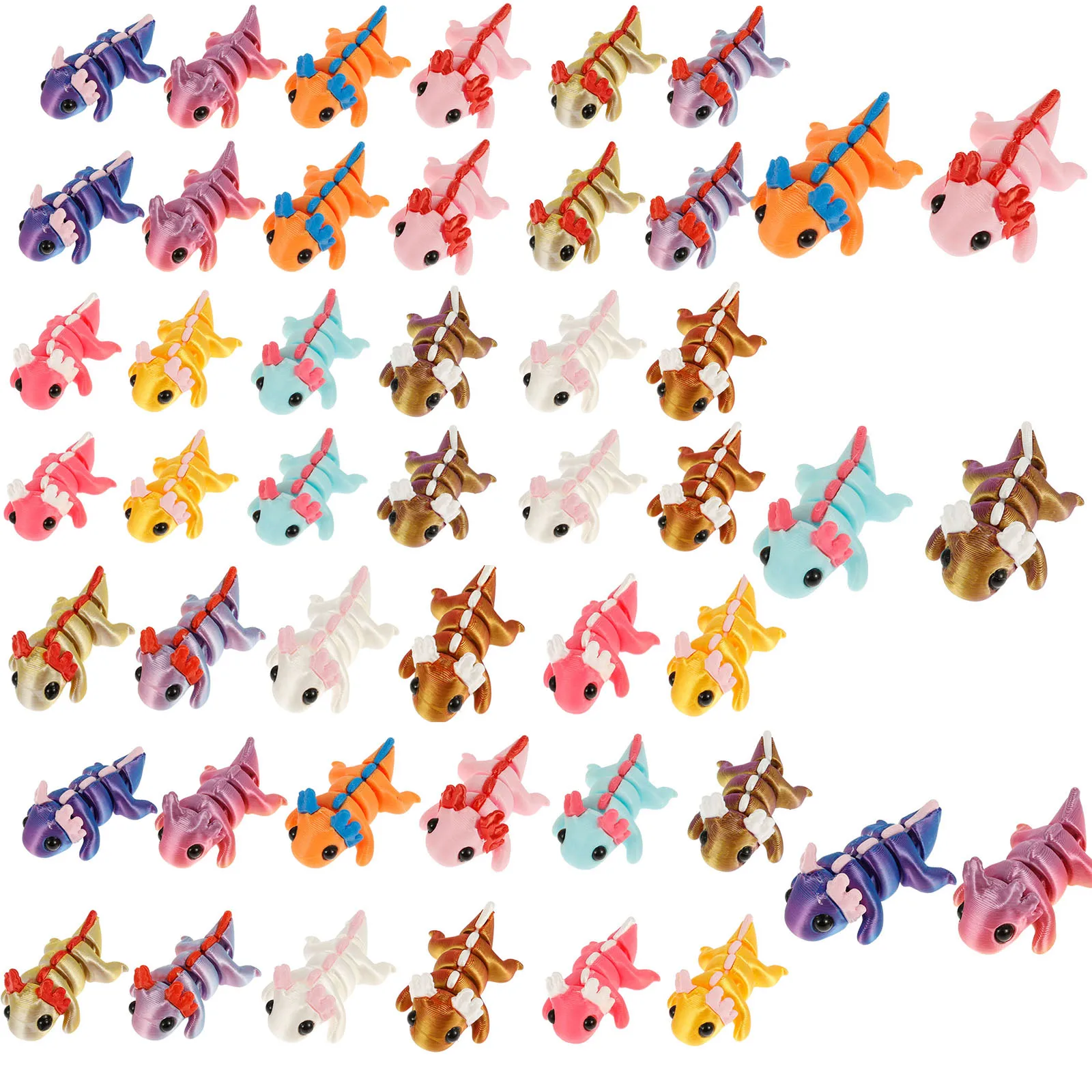 24/48 Uds. Juguetes de simulación impresos en 3D figura Axolotl junta Flexible Mini juguete Axolotl sensorial agregar diversión juguete Animal impreso en 3D