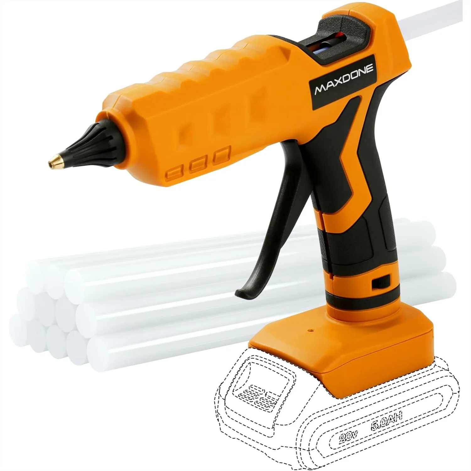 

Cordless Hot Glue Gun 100W for 20V Battery, Wireless Power Glue Gun with 12 Glue Sticks for DIY Crafts Home Repair