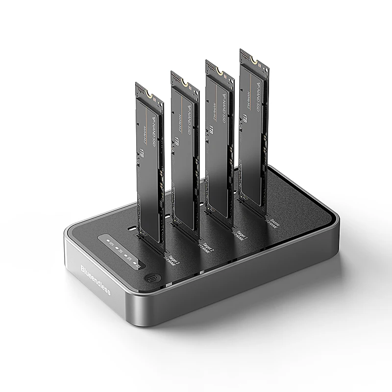 Blueendless USB4 4-bay Obudowa M.2 NVME SSD Zewnętrzna Obudowa SSD 1 do 3 Offline Klonowanie Dysku Półprzewodnikowego M2 SSD Stacja Dokująca