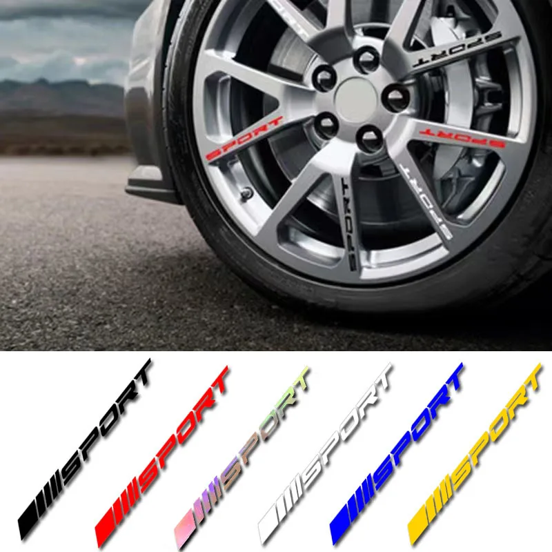 4Pcs Sport Stripe Car Sticker DIY Wheels Rims Reflective Decorative Stickers Car Styling Automotive SUV Decals Supplies