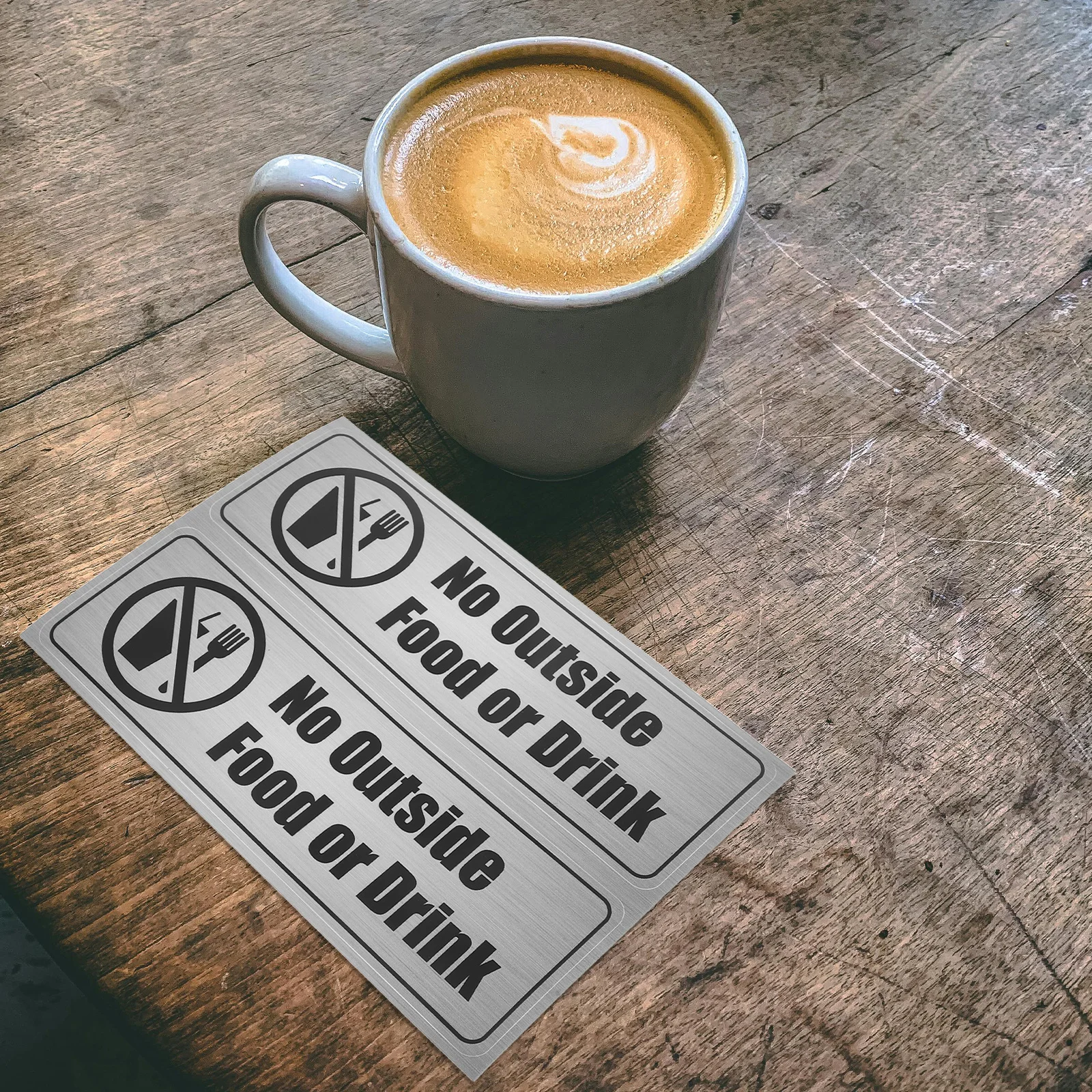 

8Pcs No Outside Food Allowed Sticker Bold Text Self-Adhesive Waterproof Decal Office Restaurant Food Restriction Label
