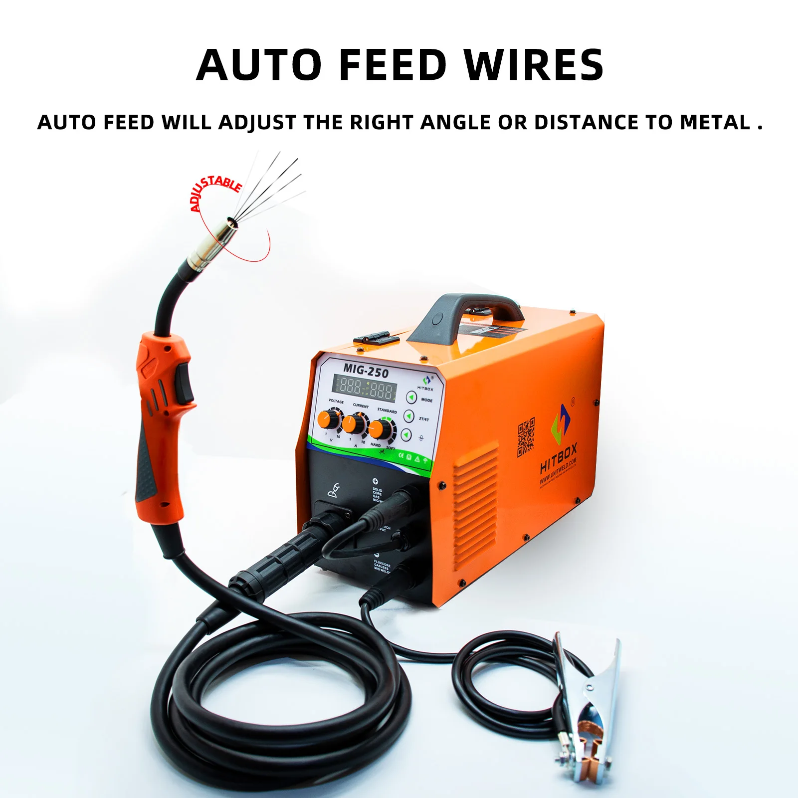 HITBOX MIG Welding Machine MIG250 Semi-Automatic Synergy 220V Tig Arc Welder Inverter Argon CO2 Multi Usage