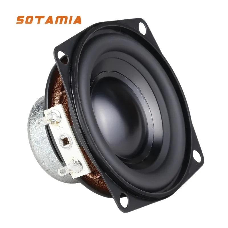 SOTAMIA 2Pcs 2.5 Inch 66mm 4 Ohm 20W Audio Speaker Anodized Aluminum Basin 25 Core Rubber Side Long Stroke Full Range Speaker