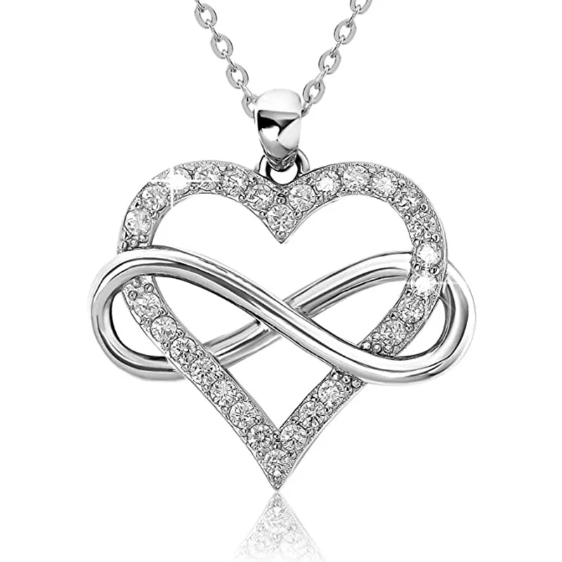 CAOSHI Fashion Heart Design Necklace for Women Silver Color Jewelry with Brilliant Crystal Stylish Accessories for Wedding Party