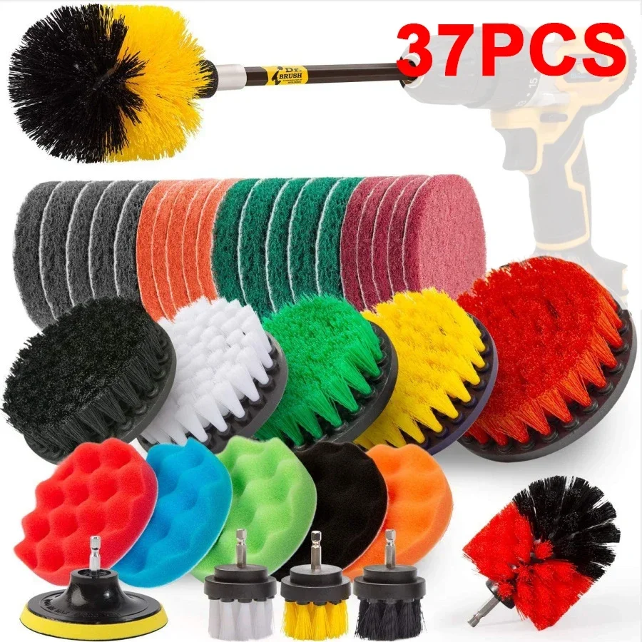 

Drilling Brush Polishing Sponge Pad Set Power Scrubber Cleaning Kit Car Home Clean Tools Scrub Brush Set Power Drill Accessories