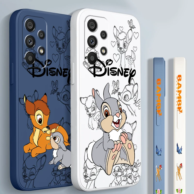 

Disney Bambi Luxury Cartoon For Samsung A53 A52 S A33 A32 A51 A71 A21S A13 A73 A50 A72 A23 A12 5G Liquid Left Rope Phone Case