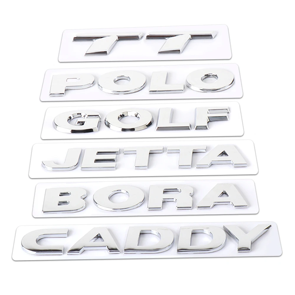 1pc ABS 3D TT POLO BORA CADDY JETTA Letter Emblem Car Rear Trunk Sticker for Volkswagen Golf 7 5 8 6 Auto Accessories Styling