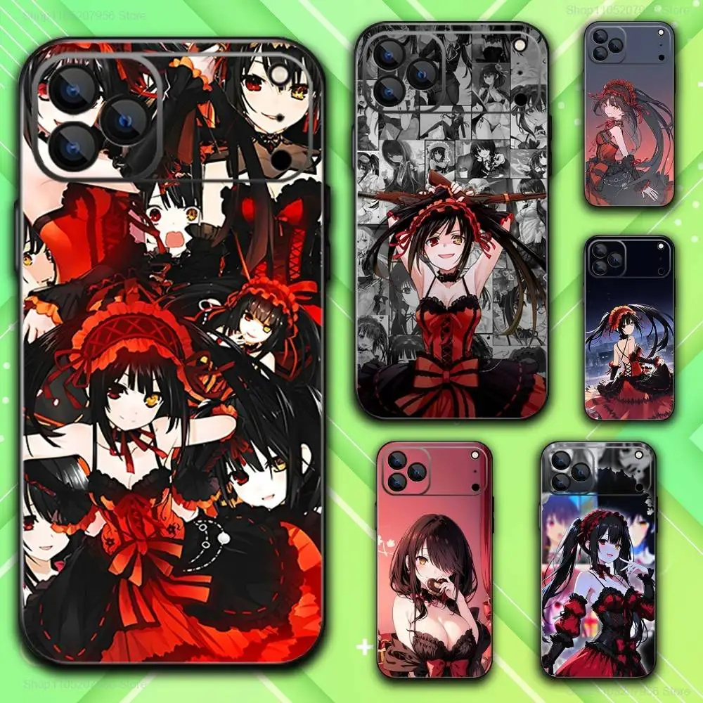 

T-Tokisaki Anime Kurumi Phone Case For iPhone 17,16,15,14,13,12,11,Plus,E,Air,Pro,Max,Mini Black Cover