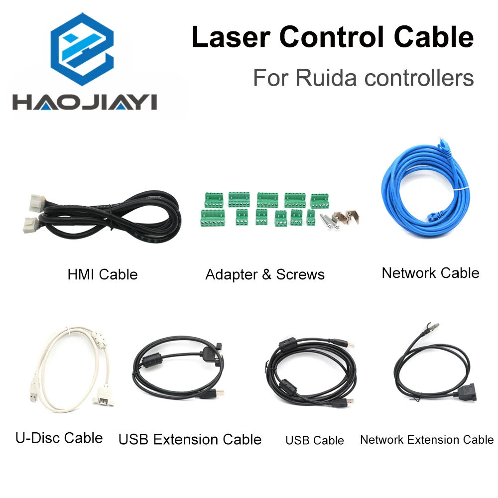 

HAOJIAYI Ruida RDC6445G/S RDC6332M RDC6442S RDC6432 CO2 Laser Controller Cables USB Extension Cable Power Cable Adapter Screws