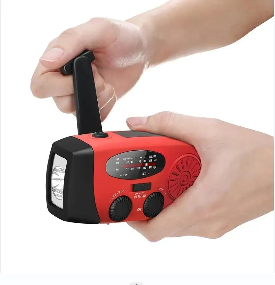 Multifunctional Generator Eletricity 2000mAh SOS Emergency Radio Hand Crank Radio Global receiver LED Waterproof Portable Light