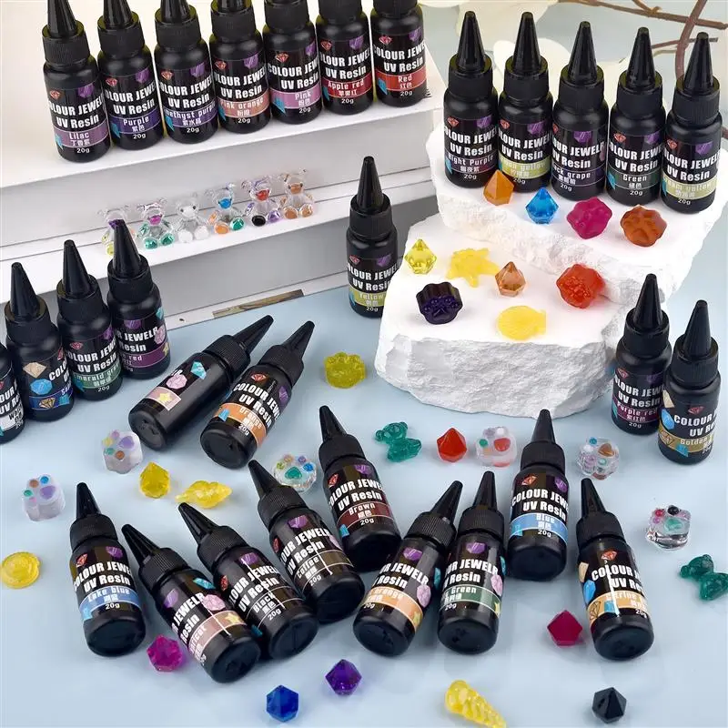 Klej żywiczny UV 20g Klej epoksydowy Twardy utwardzany ultrafioletem Klej UV DIY Kolorowa żywica do tworzenia biżuterii Szybkoschnący klej przezroczysty — zdjęcie 4
