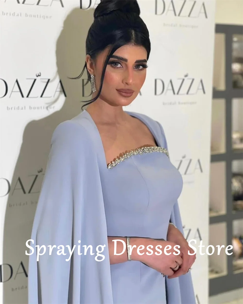 SPRAYING – robe de soirée formelle bleue, droite, longueur au sol, perles, élégante, robe de bal, personnalisée, 2026