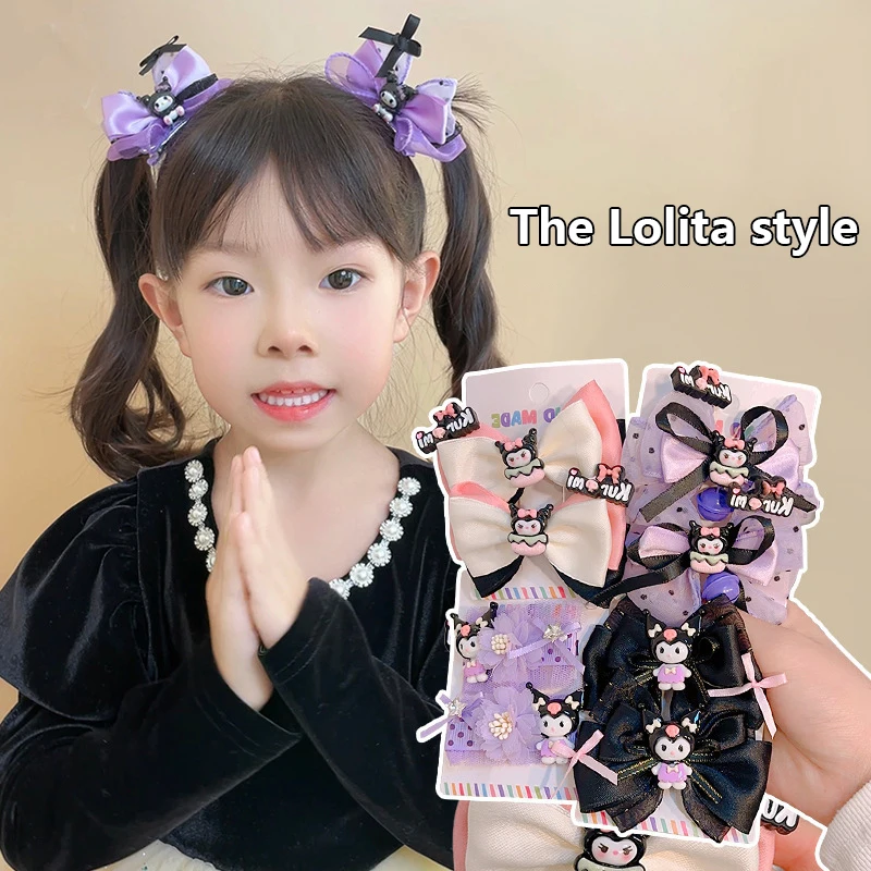 Cartoon Anime Big Bowknot Hairpin Black Purple Flower Bell Hair Accessories For Girls Trendy Princess Headwear Accessories Gift