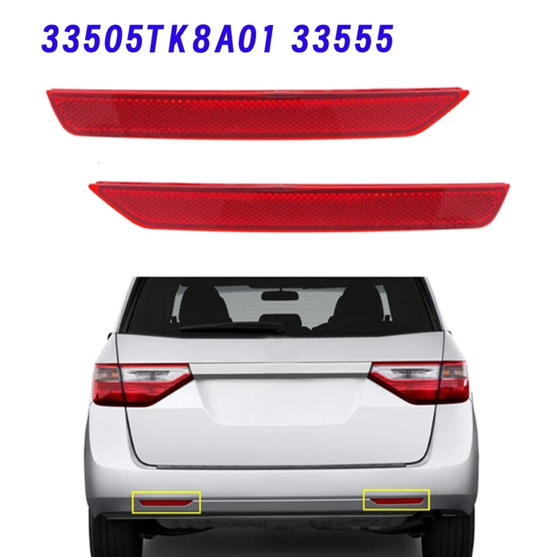 Car Rear Bumper Reflector Warning Strip 33505TK8A01 For Honda Odyssey SE 2014-2017 EX EX-L LX Touring Elite 2011-2017