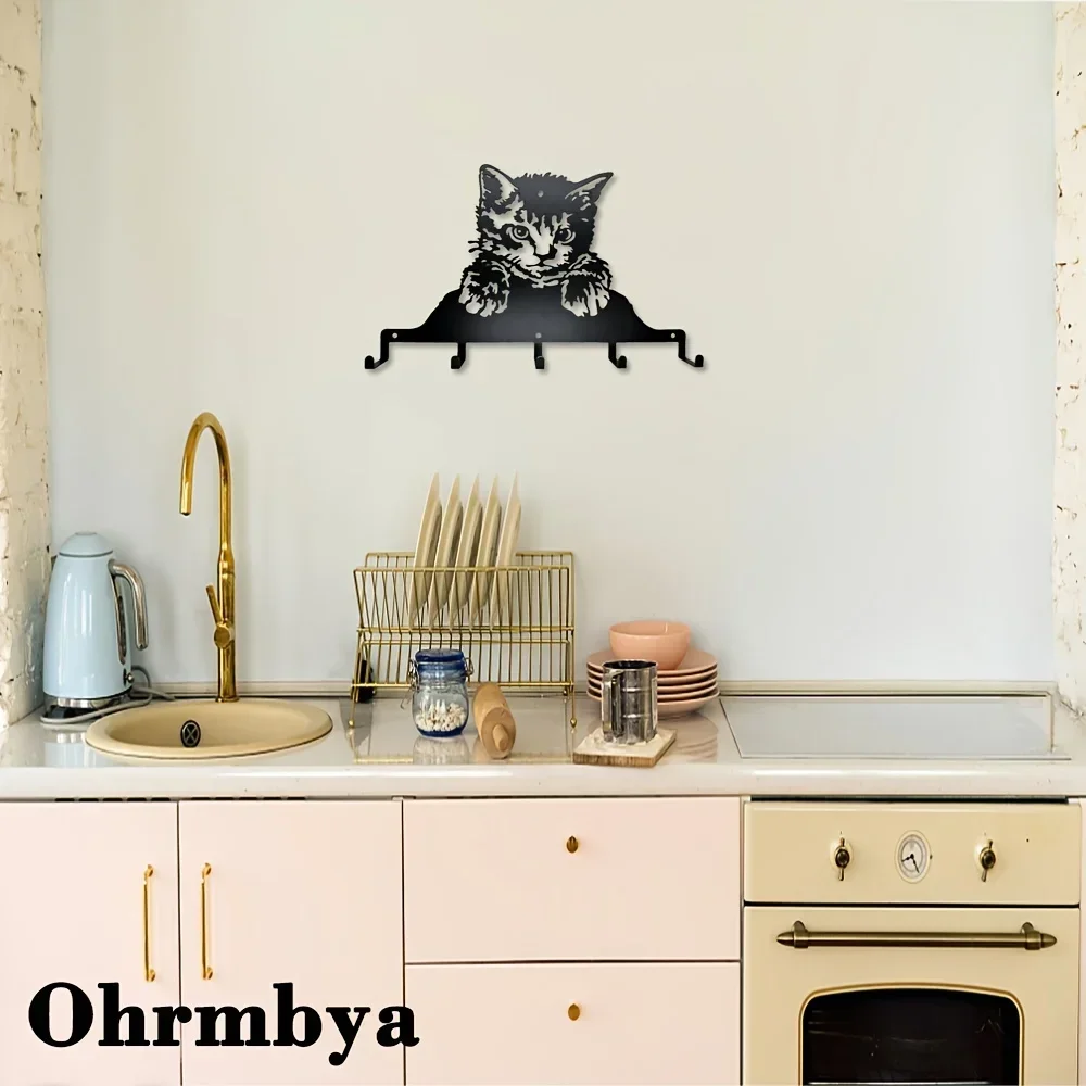 

HELLOYOUNG Cute Little Cat Metal Wall Hanger Metal Iron Coats Hats Keys Umbrella Rack Home Decoration Towel Rack Coat Rack Wall