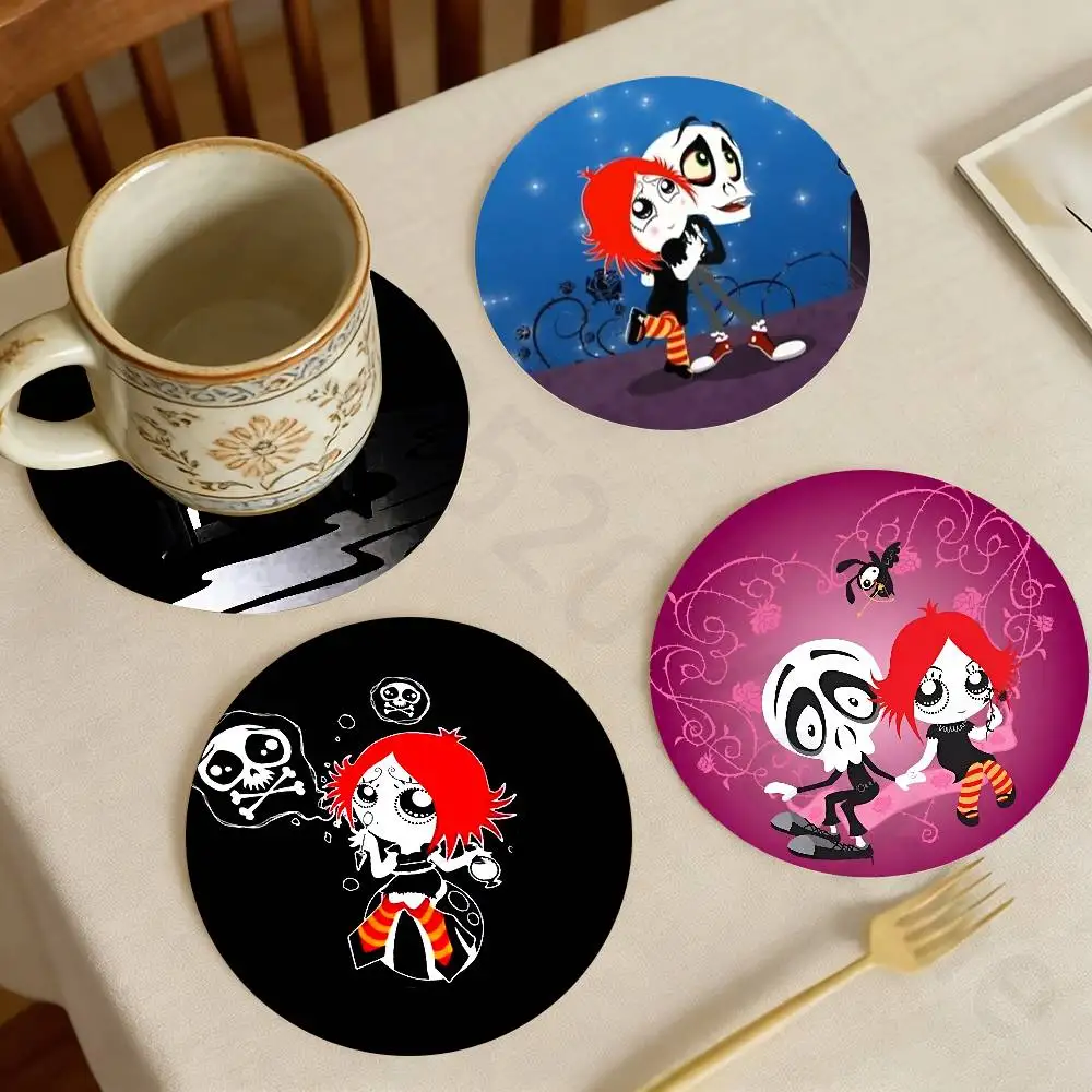 

R-Ruby Gloom Gothic Wooden Cup Coaster Tea Coffee Beverage Colour Printing Cup Mat Home Restaurant Decorations