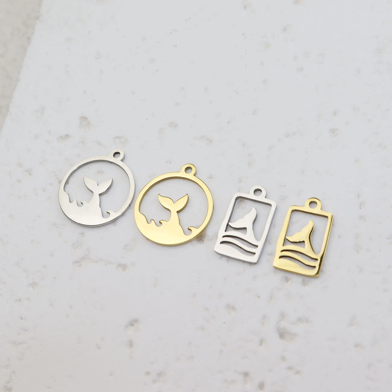 10pcs Stainless Steel Sea Motif DIY Fashion Jewelry Accessory Necklace Hand Making High Quality Vacuum Plate WaterProof