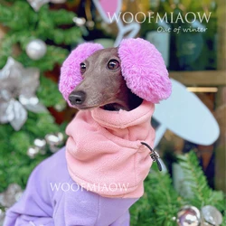 Winter Luxury 4-legged Purple-Pink Jumpsuit with Hat for Greyhound Fashion Costume for Wellington Thick Warm Clothes for Dogs